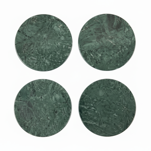 Posavasos de mármol verde hechos a mano, juego redondo de 4x4 pulgadas, juego de posavasos decorativos para mesa - Product Image 1