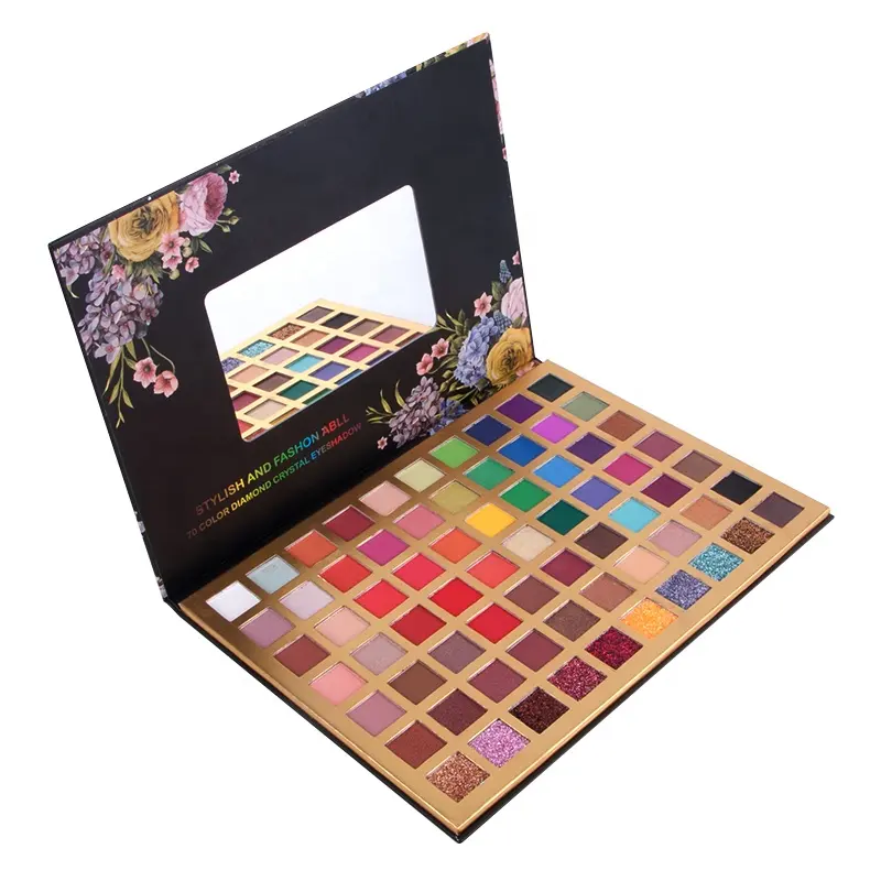 Diskon Besar-besaran Pabrik 70 Warna Palet Eyeshadow Berpigmen Tinggi Glitter Matte untuk Riasan Mata