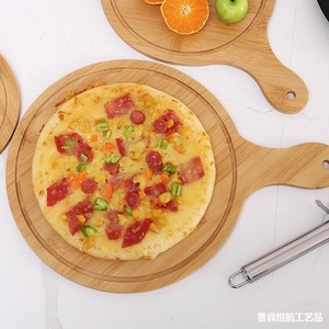 Plateaux à pizza en bambou, ronds et carrés, pour servir des plats occidentaux, du pain, des steaks, des gâteaux, des sushis, planches à découper en bois massif - Product Image 2
