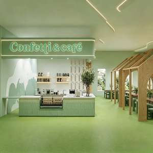 Diseño de Interiores de Cafetería Llave en Mano y Muebles de Cafetería Personalizados |   Barra de Bar de Madera Verde Crema, Fabricación OEM - Product Image 2