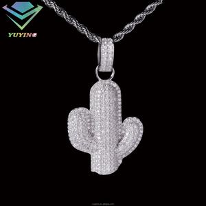 จี้เพชรโมอิสซาไนต์ทรงกระบองเพชร ดีไซน์หรูหราสำหรับผู้หญิง เงินแท้ 925 ระดับ VVS พร้อมบริการดรอปชิปปิ้ง สไตล์ฮิปฮอป - Product Image 5