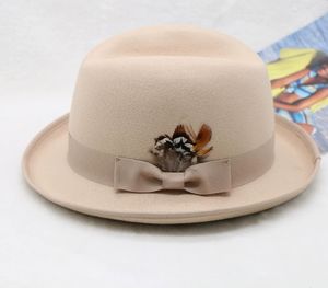 W382 Party Trilby Directeur Homburg Chapeau Haute Qualité Nouvelle Mode Personnalisé Homme Femme Laine Fedora Feutre Chapeau Haut de forme - Product Image 5