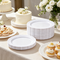 Assiettes en plastique jetables à bord festonné en dentelle gaufrée, motif floral, pour mariages, fêtes et banquets – Vente en gros