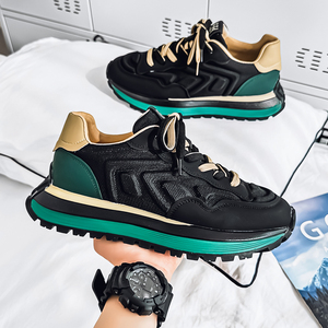 Scarpe Casual da uomo retrò Trendy bicolore comode da passeggio in pelle traspirante con lacci e sport con punta rotonda ampia - Product Image 3