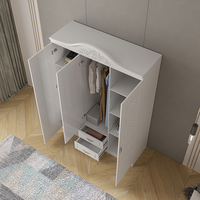 Armoire en bois blanche simple à 3 portes Offre Spéciale M, placard de chambre à coucher, meubles de chambre à coucher, 1.5 M