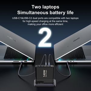 Bộ Sạc PD GaN 140W 100W 65W Bộ Chuyển Đổi Nhanh QC3.0 Màn Hình LED Đầu Ra 3C2A Bộ Sạc Du Lịch Nhanh Type C Cho <span class=keywords><strong>iPhone</strong></span> Máy Tính Xách Tay Di Động - Product Image 4