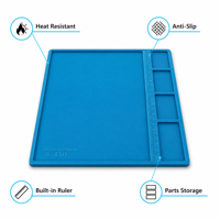 Tapis de réparation en silicone résistant à la chaleur, antidérapant, avec règle intégrée et rangement pour pièces, pour la réparation de téléphones et de cartes PCB