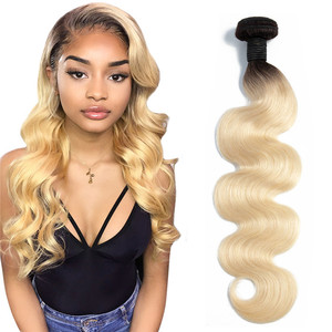 Paquete de Cabello Brasileño Remy 1B/613 con Cierre, Rubio con Raíces Negras para Tejido - Product Image 1