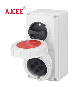 AJCEE 61142 ip67 4pin 16a 380v interruptor de enclavamiento macho y hembra Caja impermeable con CE