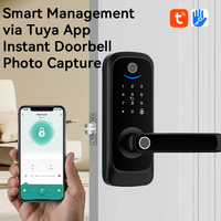 Serrure électronique intelligente en bois, argentée et noire, étanche, avec empreinte digitale, clé, accès par smartphone, carte, contrôle Wi-Fi/application, sécurité de niveau B