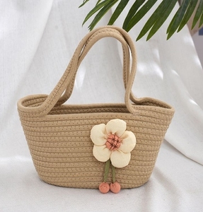 Borsa a tracolla di cotone Casual alla moda di alta qualità da donna alla moda vegetale per le vacanze borsa Tote da spiaggia cesto di fiori piccola borsa - Product Image 4