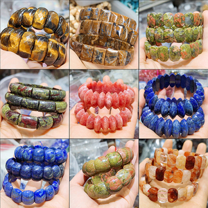 กำไลข้อมือ<span class=keywords><strong>พลอย</strong></span>ผสมธรรมชาติ ลูกปัดคริสตัลแบนแบบเรียงแถว ขายส่ง เครื่องประดับพลังงานแฟชั่นสำหรับผู้หญิง - Product Image 2