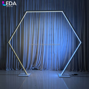 LEDA Support d'arche de mariage avec support de lumière RVB en métal blanc pour les activités de décoration de fête de mariage - Product Image 3