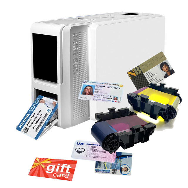 Double Side Monochrome & Color High Resolution 300DPI Dual Side Card Printer YMC Color Ribbon Plastic ID PVC Card Printer