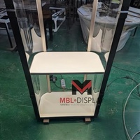 Vitrine en verre incurvé sur pied avec cadre en acier inoxydable, étagères multi-niveaux pour bijoux, kiosque de centre commercial, boutique de détail