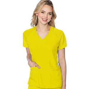 Blouse médicale noire pour femme à col en V, écologique, avec deux poches, détection d'aiguilles, tissu tissé sans couture, uniforme d'hôpital - Product Image 6