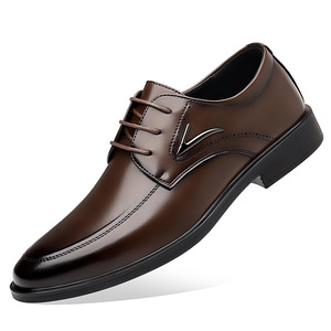 Zapatos Oxford de cuero para hombre con punta en pico, con cordones, antideslizantes, para oficina, carrera profesional, para todas las estaciones, de color sólido, con suela de goma. - Product Image 5
