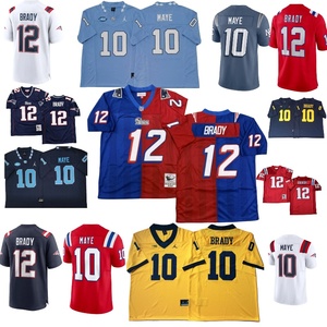 Jersey Sepak Bola Amerika Grosir North Carolina Michigan Throwback dan College 12 BRADY 10 Maye - Product Image 1