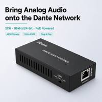 Dante 2CH Analog Audio Encoder Decoder Kit AES67 96kHz 24bit POE Audio Over IP Converter untuk Siaran Ruang Konferensi