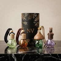 Flacon de parfum pour voiture en verre polygonal coloré, 5 ml, 8 ml, vide, avec bouchon en bois, désodorisant, directement de l'usine