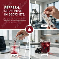 AegleWell Poudre d'électrolytes saveur raisin rouge sans alcool pour l'hydratation après l'entraînement et le réapprovisionnement quotidien