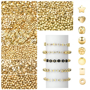 Gold 8-Piece Spacer <b>Bead</b> <b>Set</b> Mixed Shapes Zinc Alloy Plated For Bracelet Making DIY Jewelry Accessories - Product Image 2