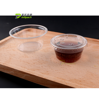 Gobelet à sauce alimentaire en plastique de 2 oz, conteneur alimentaire à emporter biodégradable, récipient transparent jetable avec couvercle