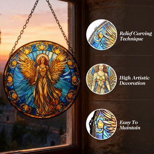 Atrapasoles de Vidrio Art Deco Personalizados con Diseño Religioso de Ángel, Decoración para Iglesia, Regalo, Adorno para Ventana - Product Image 4