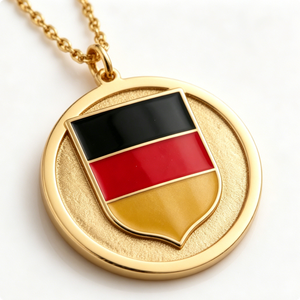 Médaille en alliage de zinc plaqué or avec design de drapeau allemand en émail, pendentif circulaire souvenir - Product Image 5