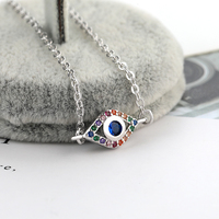 Bracelet ajustable en argent sterling 925 avec breloque œil multicolore et zirconiums cubiques bleus pour cadeau, protection et usage quotidien