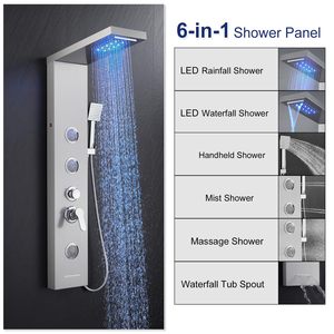 <span class=keywords><strong>ชุด</strong></span>แผงฝักบัวสายฝนสแตนเลสขัดเงา304ก๊อกน้ำสีดำหัวฉีดแบบมือถือหัวฉีดพ่นสเปรย์นวดตัว - Product Image 2