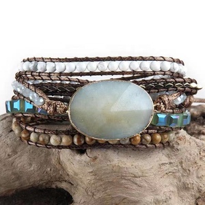 Fashion <strong>Beaded</strong> Jewelry Handmade Mixed Natural Stones/Crystal and Stone <strong>Charm</strong> 5 Strands Wrap <strong>Bracelets</strong> - Product Image 6