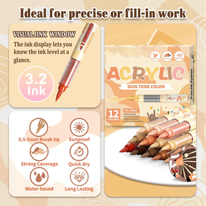 ชุดปากกามาร์กเกอร์สำหรับระบายสีหิน 12 สี หัวแปรงแบน สำหรับเด็ก - Product Image 5