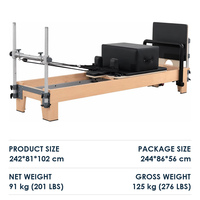 Reformer Pilates Professionnel en Bois d'Érable avec Tour de Cordes en Aluminium, Lit de Pilates Portable et Réglable pour l'Entraînement en Studio