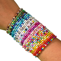 Bracelet porte-bonheur perlé, lot de bracelets colorés en perles de verre, bijoux bohèmes faits à la main, vente en gros, bracelet personnalisé pour femmes