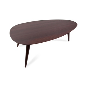 Table basse ovale de style mid-century moderne, plateau en bois, fabrication artisanale, meubles de salon - Product Image 1