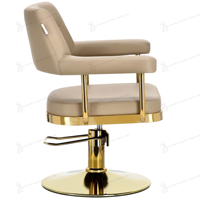 Fauteuil de coiffure de luxe doré, petit format, pour salon de coiffure, ensemble de mobilier de salon en cuir, fauteuil de barbier réglable, lit de lavage