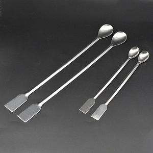 Cuchara de medicina de acero inoxidable de 20 cm con punta cuadrada, fabricada en fábrica, cuchara de muestreo metálica de una y dos puntas, microescala - Product Image 1