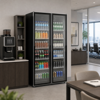 Réfrigérateur vertical compact grande capacité, vitrine réfrigérée intelligente pour vins, bières et boissons