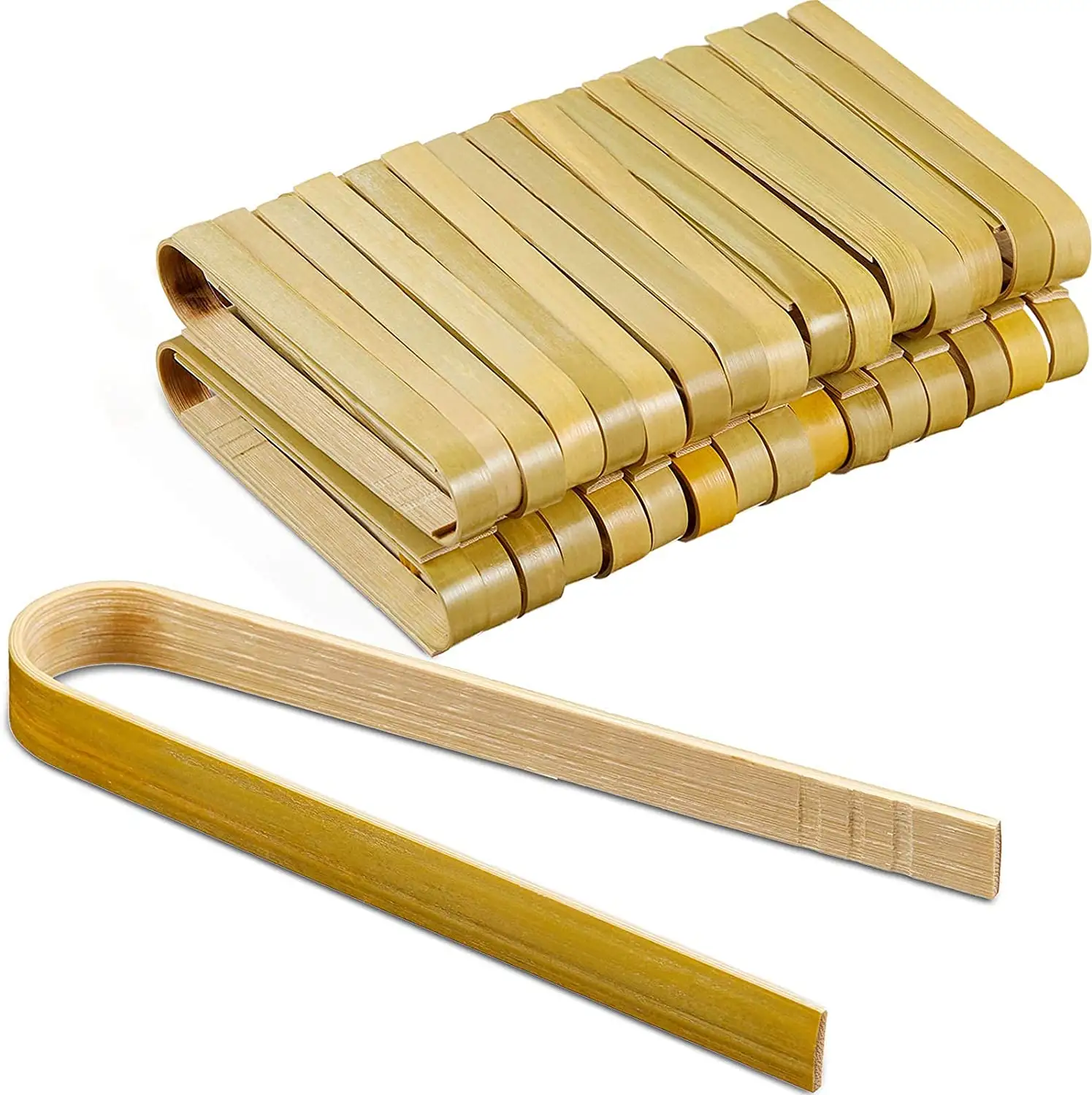 Eco-friendly U-shape Bamboo Bread Toast Tongs for Picking Food Cooking BBQ Tongs Restaurant Kitchen Utensils