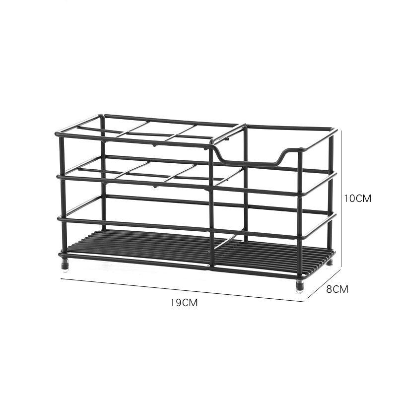 สีดำ ขนาด 19Lx8Wx10H ซม. (ชั้นวางแปรงสีฟันแบบ 6 ช่อง พร้อมแผ่นกาว)