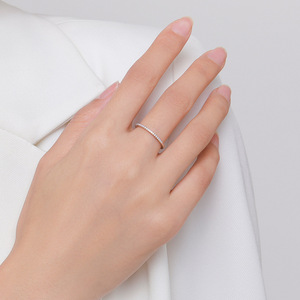 Hot Sale 925 Sterling Silber 1mm CZ Tiny Blue Pink Zirkon Dünner Fingerring für Frauen Großhandel - Product Image 4
