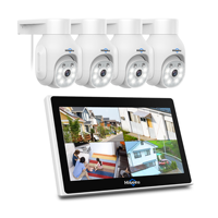 Système de caméra de sécurité PTZ extérieur WiFi6 5MP de conception brevetée avec kit de caméra sans fil pour moniteur de 10 pouces