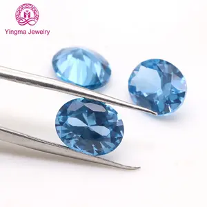 Hot sale spinel oval shape gems blue 120# 2*3 mm to 8*10 mm loose synthetic spinel stone from verified supplier at factory cost