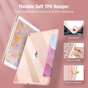 เคสแบบพับสามตอนสำหรับ <span class=keywords><strong>iPad</strong></span> Pro 10.5 นิ้ว/Air3 10.5 นิ้ว และ <span class=keywords><strong>iPad</strong></span> 10.2 นิ้ว ปี 2019/2020/2021 เคส <span class=keywords><strong>iPad</strong></span> พร้อมฝาปิดอะคริลิกลายหินอ่อนสีม่วงไลแลค - Product Image 2