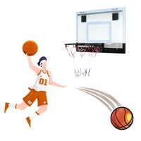 Set Ring Basket Mini Gantung Pintu, Papan Basket PC Anti Pecah untuk Menghilangkan Stres di Kantor, Peralatan Olahraga Dalam Ruangan untuk Dewasa