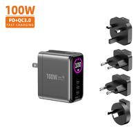 Chargeur de bureau Vina avec prise EU, 3 ports USB-C, 1 port USB-A, écran TFT, charge rapide GaN 100W, certifié PD 3.1 CE, compatible OnePlus et iPad