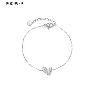 Amy Amy Heart Shape 925 <b>Silver</b> <b>Bracelet</b> With Zirconia For Women Everyday Wear Romantic Style Chain Link Jewelry - Product Image 1