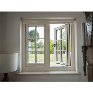 Nouvelle conception Fenêtre à battant en aluminium gris clair avec poignée européenne, double vitrage en verre trempé pour la rénovation extérieure de la maison - Product Image 1