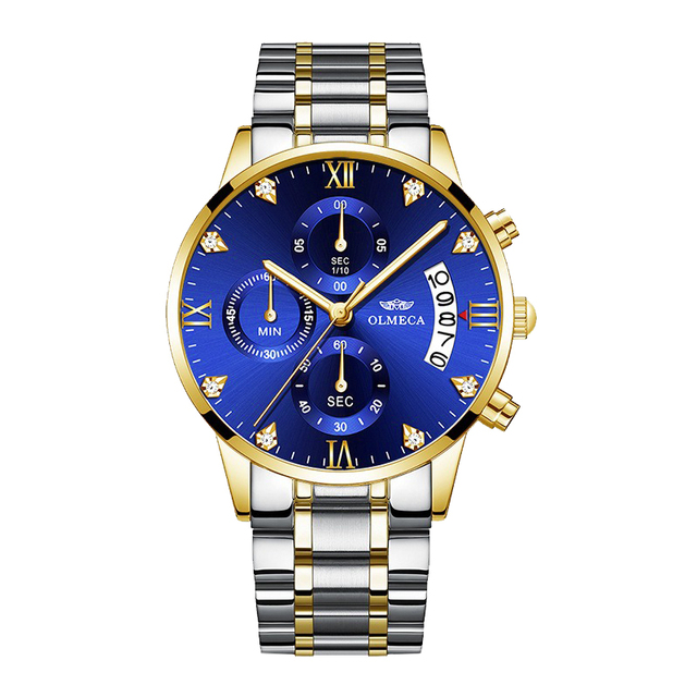 New Top Brand Luxury Fashion Chronograph Watch for Men Stainless Steel Band Alloy Case 22mm Band Width Quartz Movement Watch